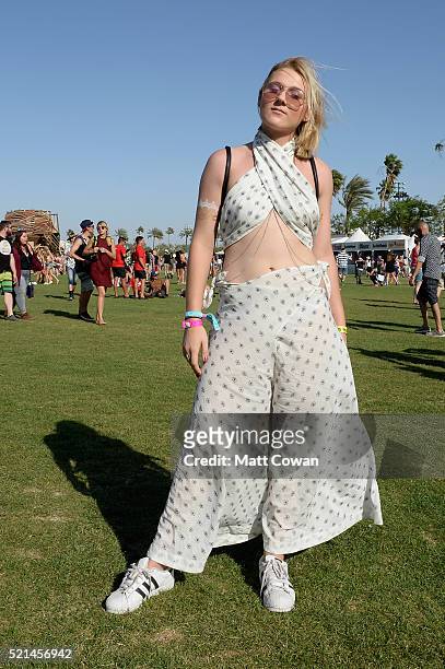 Music fan attends day 1 of the 2016 Coachella Valley Music & Arts Festival at the Empire Polo Club on April 15, 2016 in Indio, California.