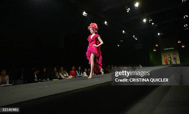 Model wears a creation by Spanish designer Carmen La Torre during the Simof 'Salon International of Flamenco Fashion' show at the conference centre...