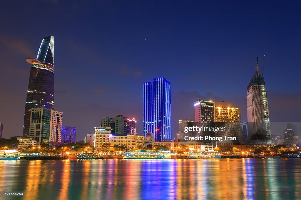 Downtown Saigon in twilight