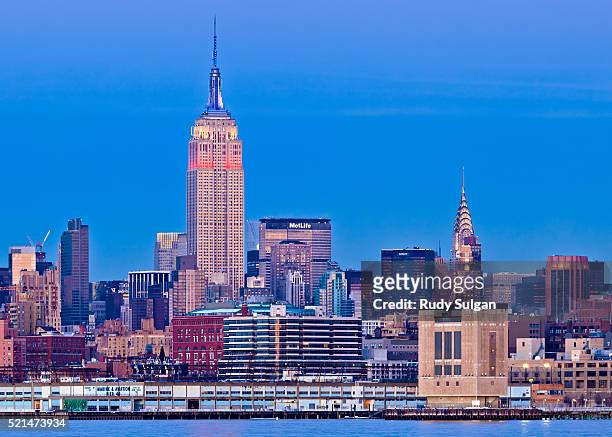empire state building and midtown manhattan skyline - chrysler building stock pictures, royalty-free photos & images