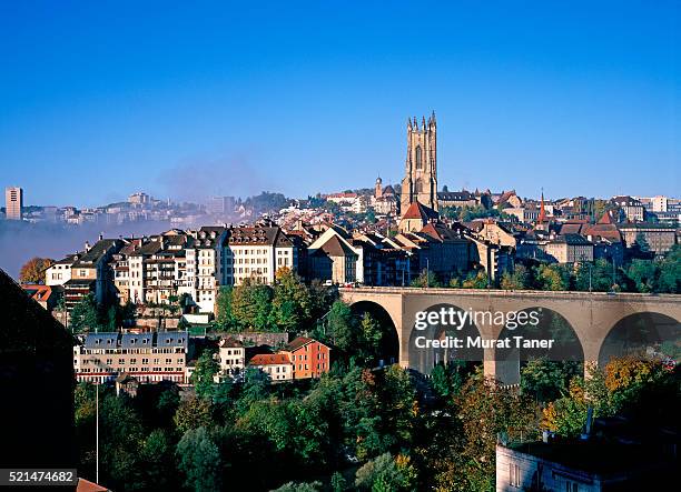 city of fribourg in switzerland - freiburg skyline stock pictures, royalty-free photos & images