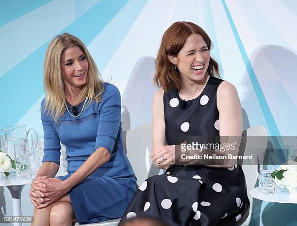 Candace Bushnell and Ellie Kemper speak at the Tiffany & Co. In Conversation on April 15, 2016 in New York City.