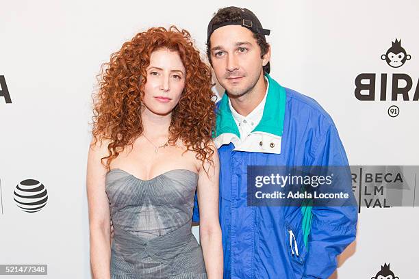 Alma Har'el and Shia LaBeouf attend "LoveTrue" Premiere during the 2016 Tribeca Film Festival at SVA Theatre on April 15, 2016 in New York City.