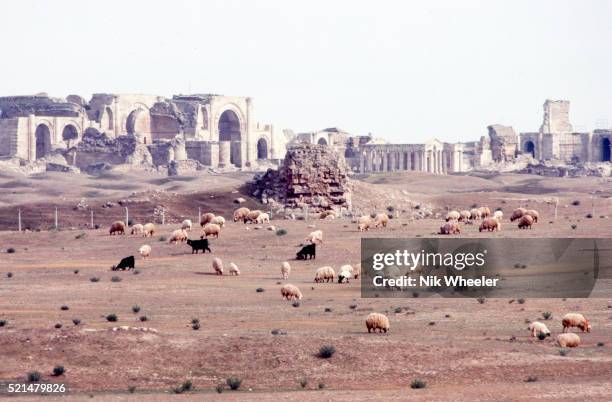 The ruins of the ancient 2nd century Parthian city of Hatra, a UNESCO World Heritage site which was recently destroyed by ISIS, stood on plains north...