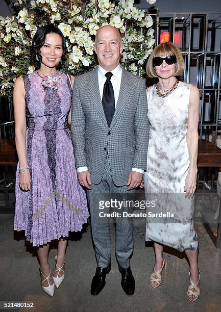 Wendi Murdoch, Bryan Lourd and Editor-in-chief of American Vogue Anna Wintour attend "The First Monday in May" Los Angeles screening hosted by Bryan...