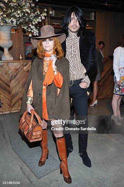 Linda Ramone and musician J.D. King attend "The First Monday in May" Los Angeles screening hosted by Bryan Lourd, Wendi Murdoch, Anna Wintour, iTunes...