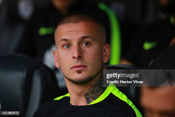 Dario Benedetto of America looks on prior the 14th round match between Queretaro and America as part of the Clausura 2016 Liga MX at La Corregidora...