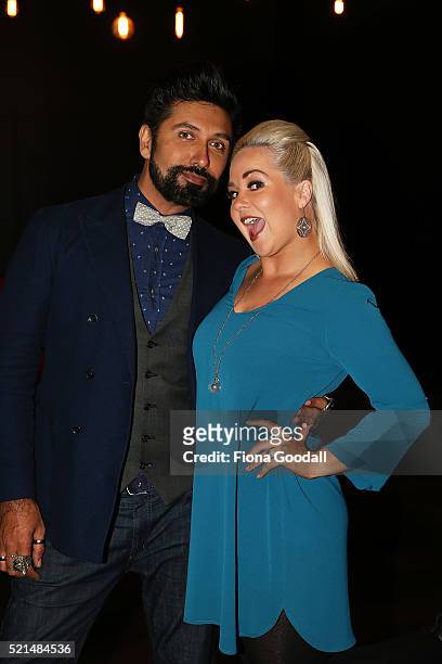 Colin Mathura-Jeffree and his Dancing with ther Stars partner Kristie Williams attend a screening of "Eddie the Eagle" at Hoyts Sylvia Park on April...