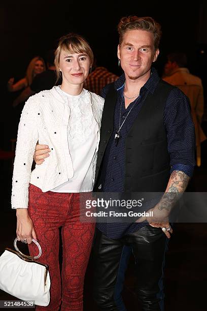 Nik von K and Anja Packham attend a screening of "Eddie the Eagle" at Hoyts Sylvia Park on April 16, 2016 in Auckland, New Zealand.