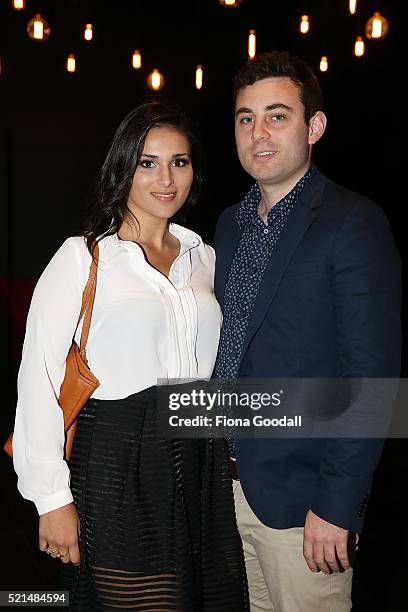 Leila Alexander and Rafi Stone attend a screening of "Eddie the Eagle" at Hoyts Sylvia Park on April 16, 2016 in Auckland, New Zealand.
