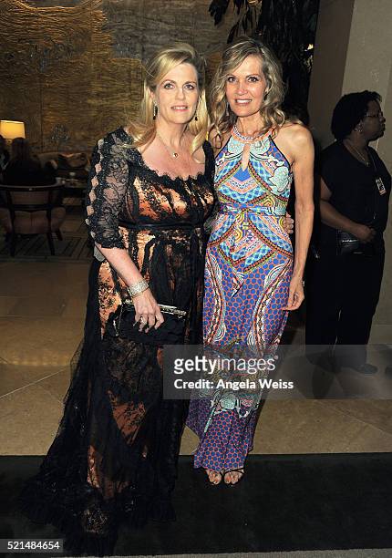 Host Nancy Davis and Lynn Palmer attend the 23rd Annual Race To Erase MS Gala at The Beverly Hilton Hotel on April 15, 2016 in Beverly Hills,...