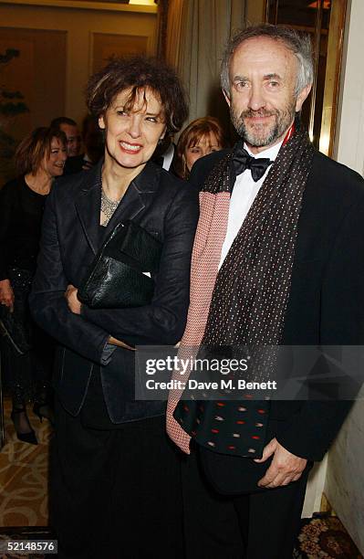 Actors Colin Firth and wife Livia Giuggioli attends the Pre-Reception ahead of the annual "Evening Standard Film Awards 2005" at The Savoy on...