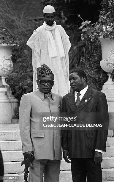 This file picture taken 10 October 1983 during the10th Franco-African summit in Vittel shows President of the Republic of Zaire, Marechal Mobutu Sese...