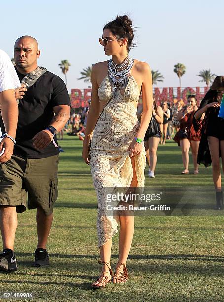 Kendall Jenner is seen at The Coachella Valley Music and Arts Festival on April 15, 2016 in Los Angeles, California.