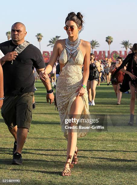 Kendall Jenner is seen at The Coachella Valley Music and Arts Festival on April 15, 2016 in Los Angeles, California.