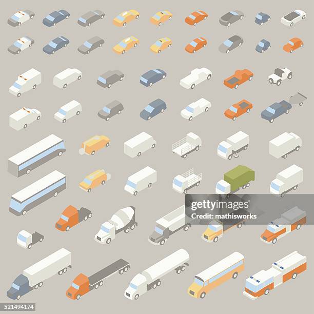 vehicle icons isometric - compact car stock illustrations