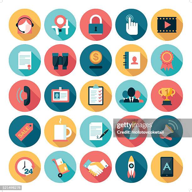 illustrations, cliparts, dessins animés et icônes de icônes d'affaires - design plat