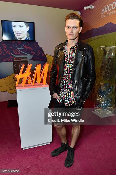 Actor Luke Baines attends the H&M Loves Coachella Pop UP at The Empire Polo Club on April 15, 2016 in Indio, California.