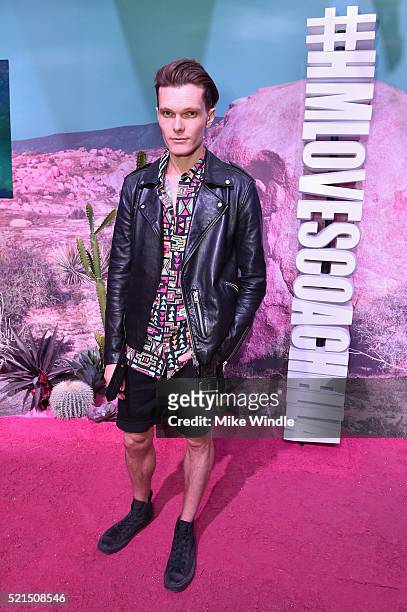 Actor Luke Baines attends the H&M Loves Coachella Pop UP at The Empire Polo Club on April 15, 2016 in Indio, California.