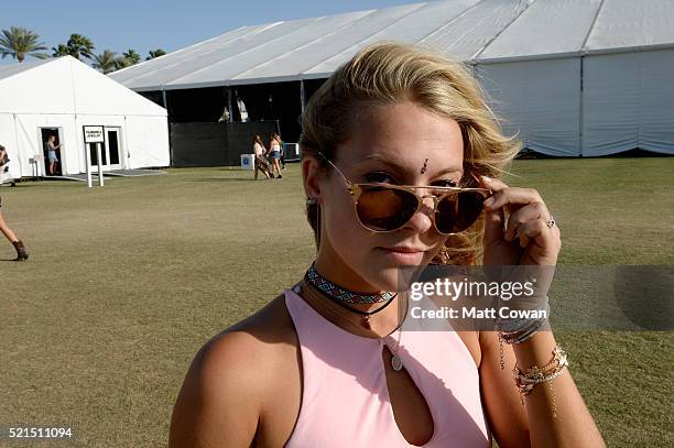 Music fan attends day 1 of the 2016 Coachella Valley Music & Arts Festival Weekend 1 at the Empire Polo Club on April 15, 2016 in Indio, California.