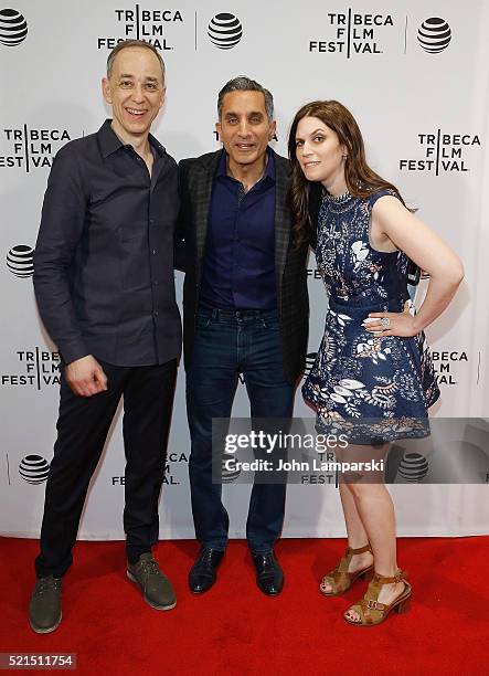 Frederic Rose, Bassem Youssef, Sara Taksler and cast and crew attend "Tickling Giants" Premiere during the 2016 Tribeca Film Festival at Chelsea Bow...