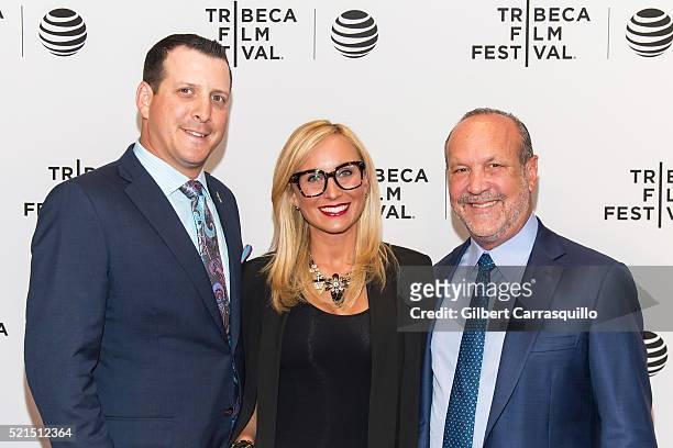 Ron Book, Lauren Brook and Blair Burnes attend the 'Untouchable' Premiere during 2016 Tribeca Film Festival at Chelsea Bow Tie Cinemas on April 15,...