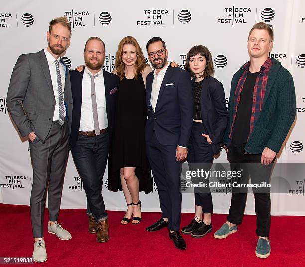 Adam David Thompson, Rod Blackhurst, Lucy Walters, David Ebletoft, Gina Piersanti and Noah Lang attend 'Here Alone' Premiere during 2016 Tribeca Film...