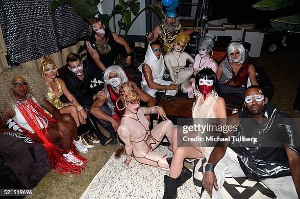Lucent Dossier poses backstage during day 1 of the 2016 Coachella Valley Music & Arts Festival Weekend 1 at the Empire Polo Club on April 15, 2016 in...