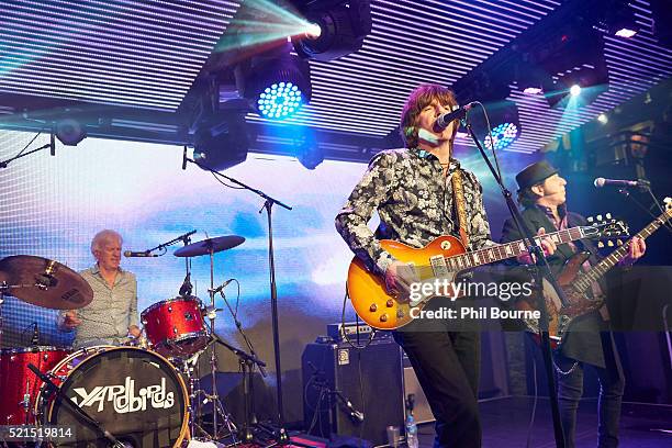 Jim McCarty, John Idan and Kenny Aaronson of The Yardbirds performing at Under The Bridge on April 15, 2016 in London, England.