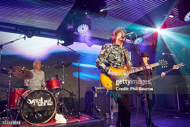 Jim McCarty, John Idan and Kenny Aaronson of The Yardbirds performing at Under The Bridge on April 15, 2016 in London, England.