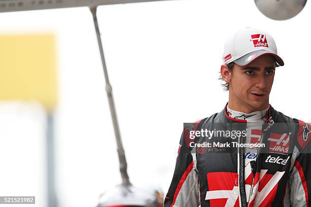 Esteban Gutierrez of Mexico and Haas F1 in the Pitlane during qualifying for the Formula One Grand Prix of China at Shanghai International Circuit on...