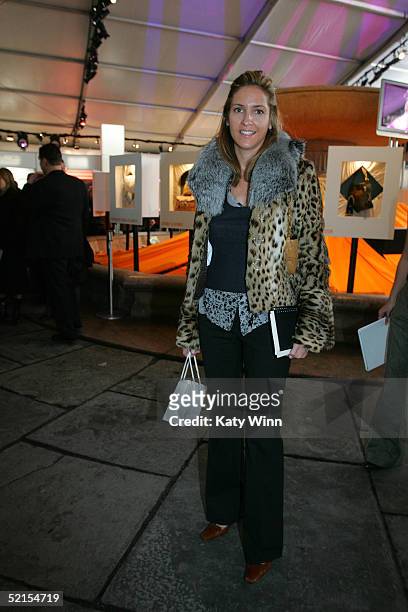 Karen Hanes of Cosmopolitan poses for photos in the lobby of the main tent during Olympus Fashion Week Fall 2005 at Bryant Park February 7, 2005 in...