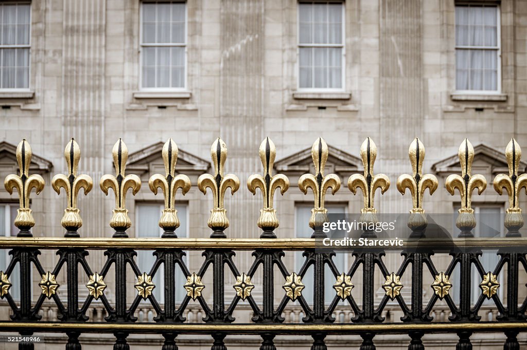 Decorative gate at Buckingham Palace in London, UK