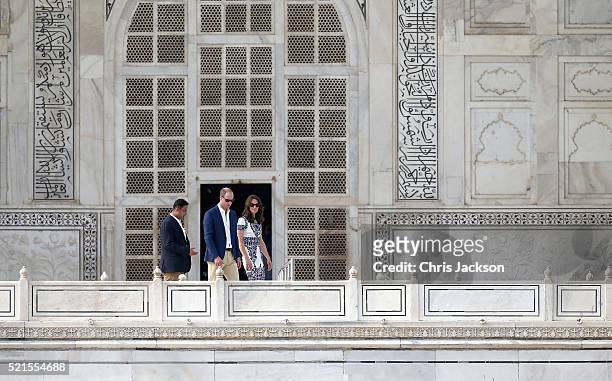 Prince William, Duke of Cambridge and Catherine, Duchess of Cambridge visit the Taj Mahal on April 16, 2016 in Agra, India. This is the last...