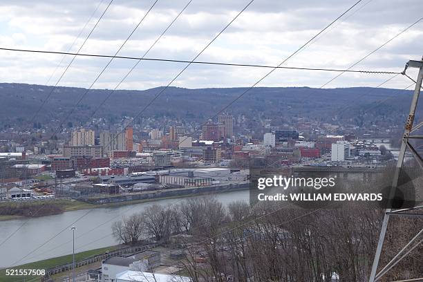 View of the city of Binghamton, an economically struggling city in upstate New York on April 12, 2016. / AFP / William EDWARDS / TO GO WITH AFP STORY...