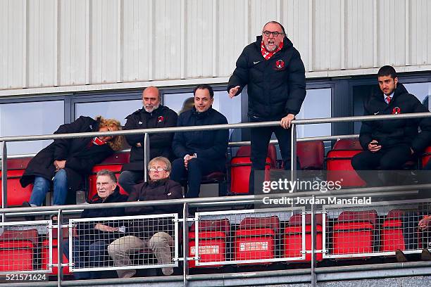 Francesco Becchetti, Chairman of Leyton Orient shouts from the box during the Sky Bet League Two match between Leyton Orient and Dagenham & Redbridge...