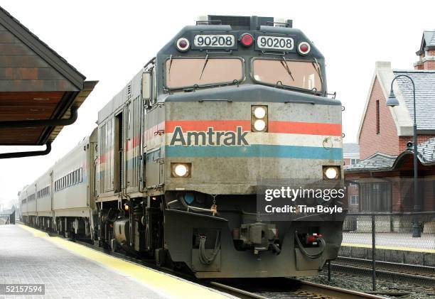 Amtrak's Hiawatha train from Milwaukee, Wisconsin to Chicago arrives at the Amtrak station February 8, 2005 in Glenview, Illinois. U.S. Senator Dick...