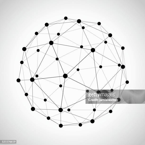 icosahedron - connection stock illustrations