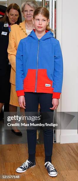 Lady Louise Windsor accompanies Sophie, Countess of Wessex to open the newly refurbished Girlguiding head office on April 16, 2016 in London, England.