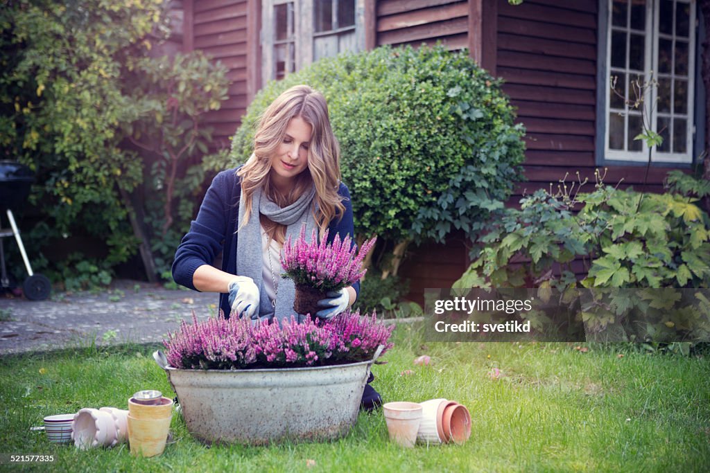 Woman in garden.