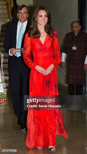 Catherine, Duchess of Cambridge attends a reception for British nationals in Bhutan and Bhutanese people with strong links to the UK on April 15,...