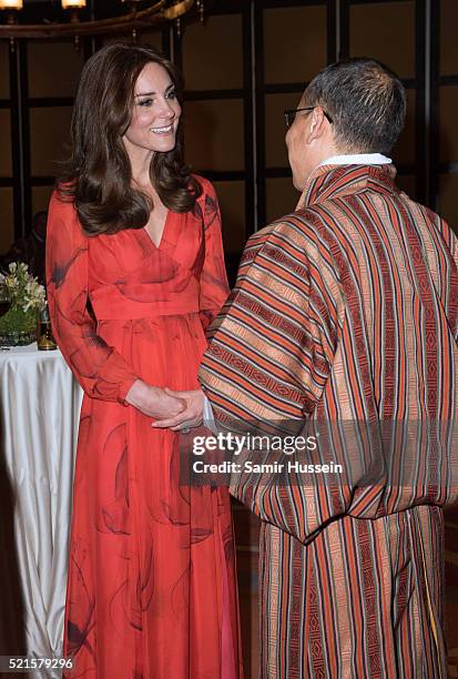 Catherine, Duchess of Cambridge attends a reception for British nationals in Bhutan and Bhutanese people with strong links to the UK on April 15,...