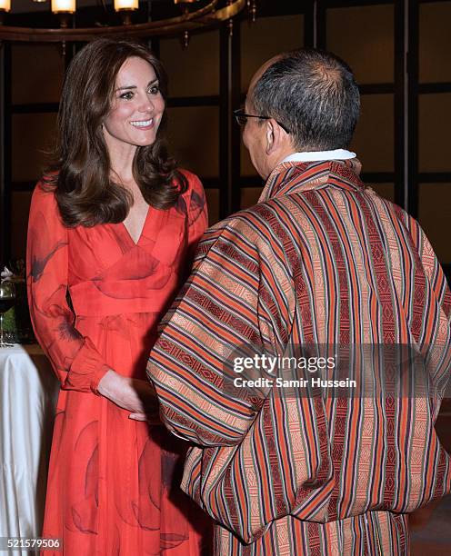 Catherine, Duchess of Cambridge attends a reception for British nationals in Bhutan and Bhutanese people with strong links to the UK on April 15,...