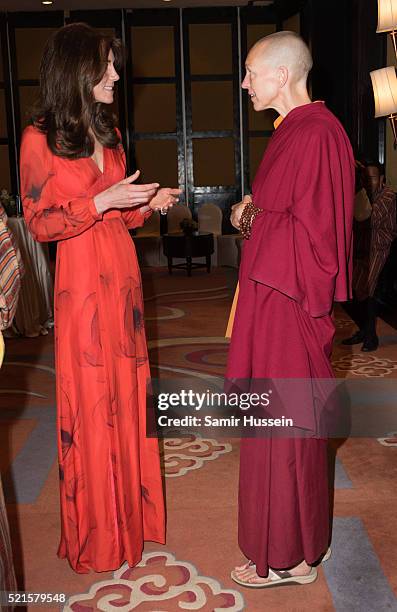 Catherine, Duchess of Cambridge attends a reception for British nationals in Bhutan and Bhutanese people with strong links to the UK on April 15,...