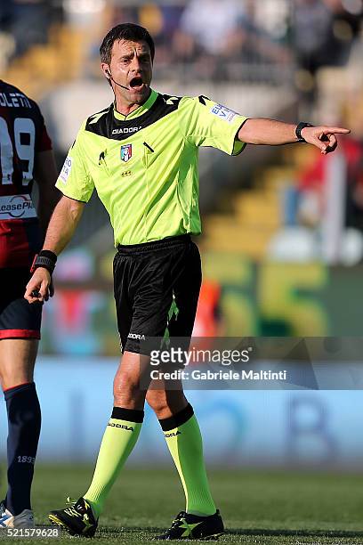 Nicola Rizzoli referee during the Serie A match between Carpi FC and Genoa CFC at Alberto Braglia Stadium on April 16, 2016 in Modena, Italy.