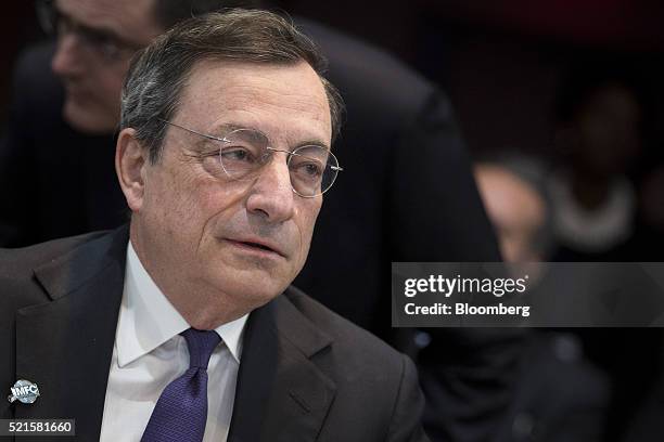 Mario Draghi, president of the European Central Bank , attends the spring meetings of the International Monetary Fund and World Bank in Washington,...