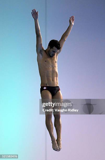 Francois Imbeau-Dulac of Canada competes in the Men's 3m Semifinals during Day Two of the FINA/NVC Diving World Series 2016 at the Windsor...