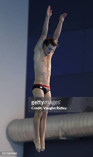 Philippe Gagne of Canada competes in the Men's 3m Semifinals during Day Two of the FINA/NVC Diving World Series 2016 at the Windsor International...