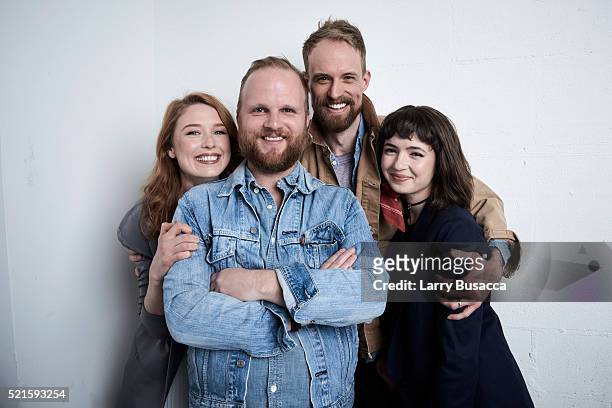 Lucy Walters, Rod Blackhurst, Adam David Thompson, and Gina Piersanti from "Here Alone" pose at the Tribeca Film Festival Getty Images Studio on...