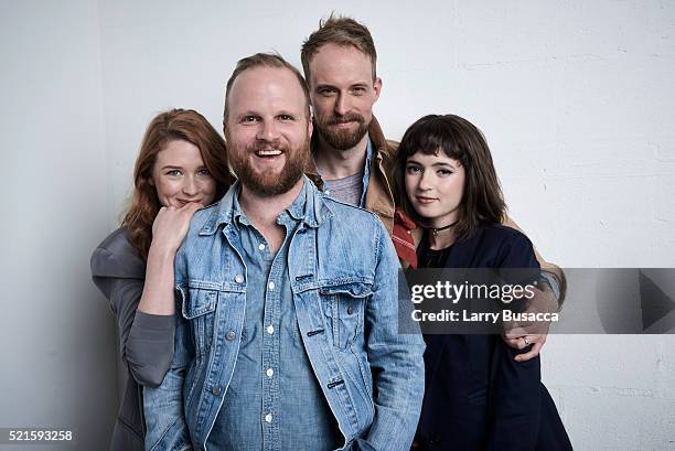 Lucy Walters, Rod Blackhurst, Adam David Thompson, and Gina Piersanti from "Here Alone" pose at the Tribeca Film Festival Getty Images Studio on...